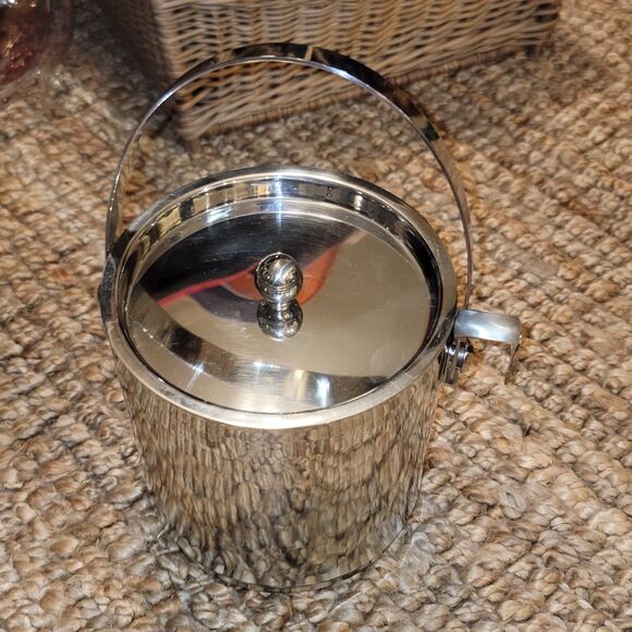Insulated stainless steel Ice bucket w Tongs 7 .25"H Wine Chill Cooler w/ handle - Picture 2 of 16